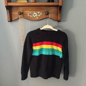 Primary Rainbow Striped Navy Cotton Sweater Girls Boys Unisex Size 2